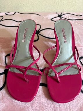 Fabulare Hot Pink Strappy Slide Heels - Women's